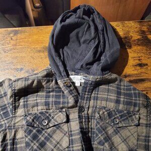 survival gear 10-12 plaid hoodie shirt for kids like new medium size flannel